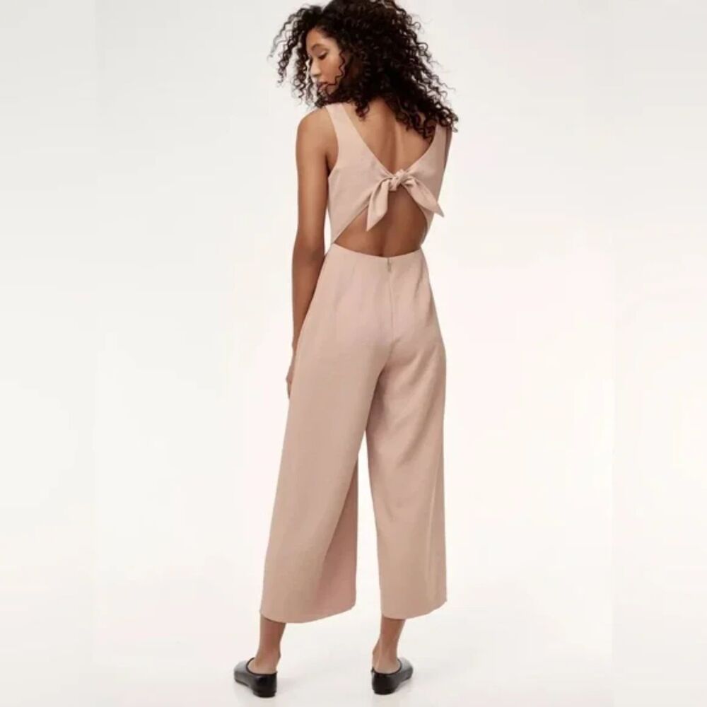 Aritzia Wilfred Ecoulement Tie Back Wide Leg Jumpsuit Pink Sz 2 Feminine